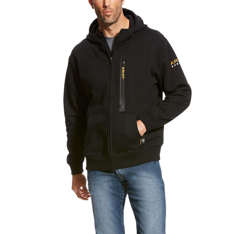 Ariat Work: Rebar Workman Full Zip Sudadera Con Capucha Hombre - Negras (OHTQM6738)